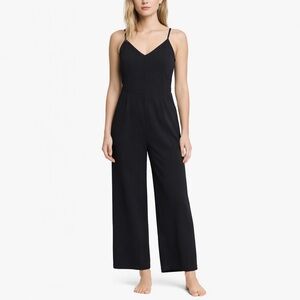 Madewell women’s black wide leg jumpsuit size 0 classic minimalist adjustable